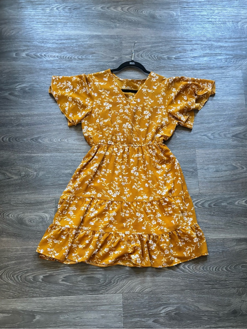 Women’s Yellow Floral Ruffle dress  - Casual Summer Style